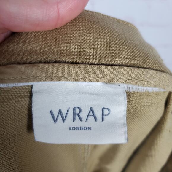 Wrap London Womens Linen Cotton Blend Wide Leg Trousers Pants Size 6 Sand 29" In - Picture 10 of 15